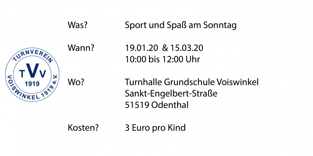 Sport und Spaß am Sonntag (19.01.20 & 15.03.20)