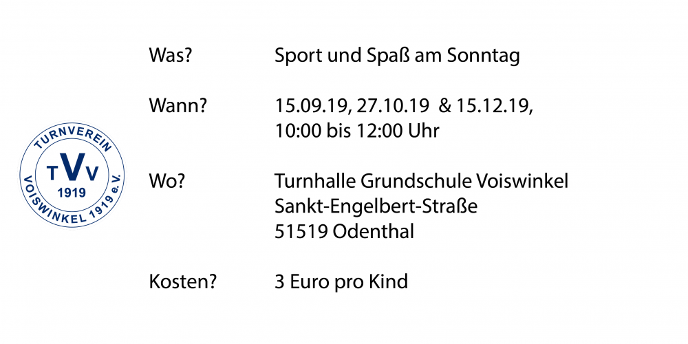 Sport und Spaß am Sonntag (15.09, 27.10 & 15.12)