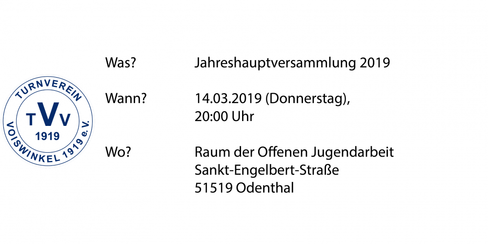 Einladung zur Jahreshauptversammlung 2019